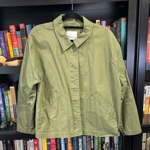 Madewell Olive Green Baylow Cropped Chore Jacket